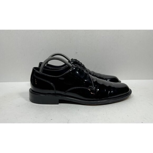 Salvatore Ferragamo Studio Shoes Black Patent Leather Dress Derby Mens 7.5 D